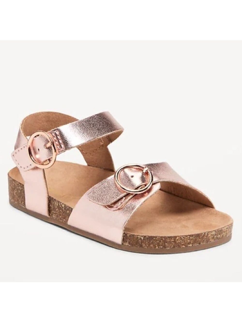 Old Navy Double Buckle Metallic Rose Gold Velcro Closure Sandals